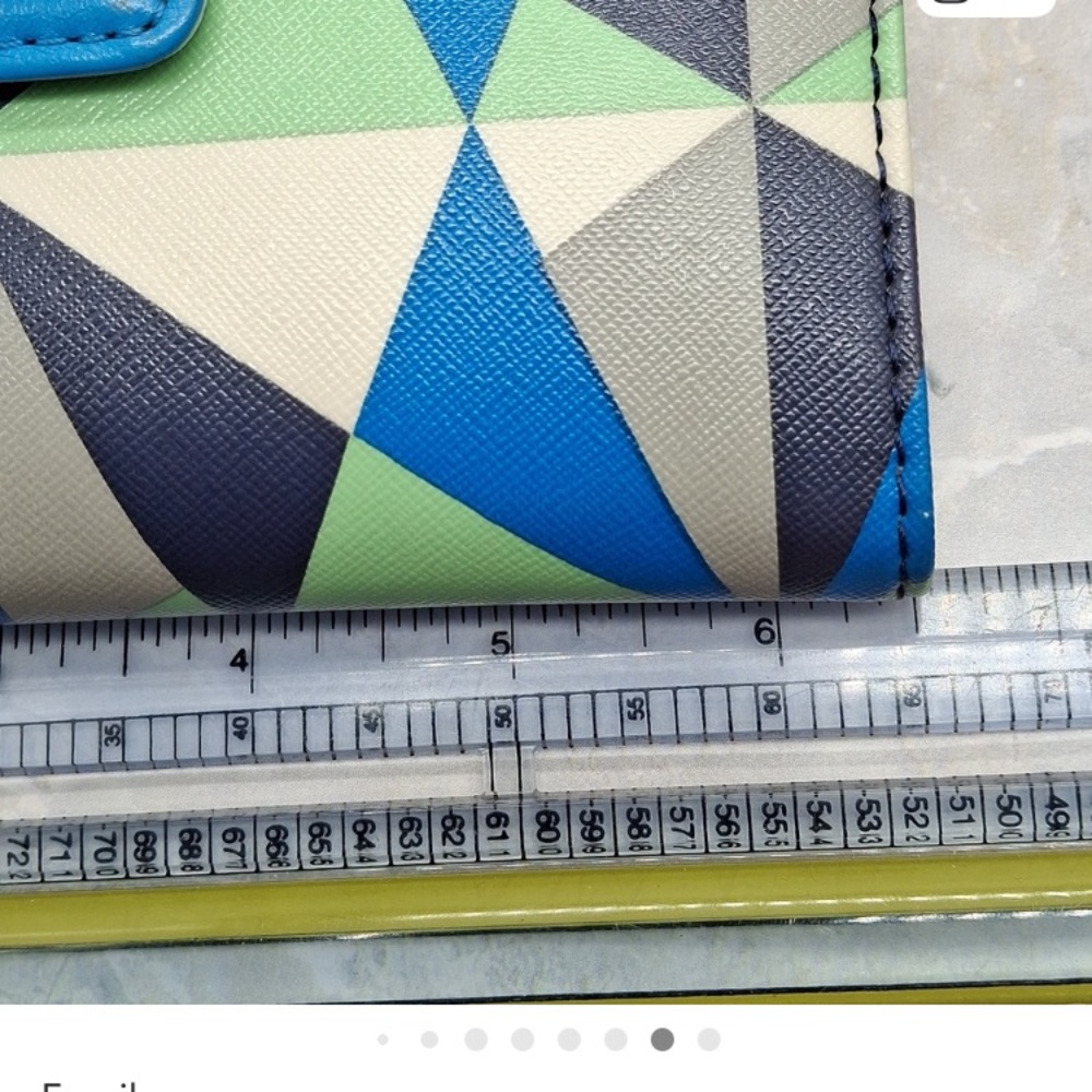 Fossil Blue and Green Wallet with Geometric Design 6.5x3.5 - Picture 8 of 9